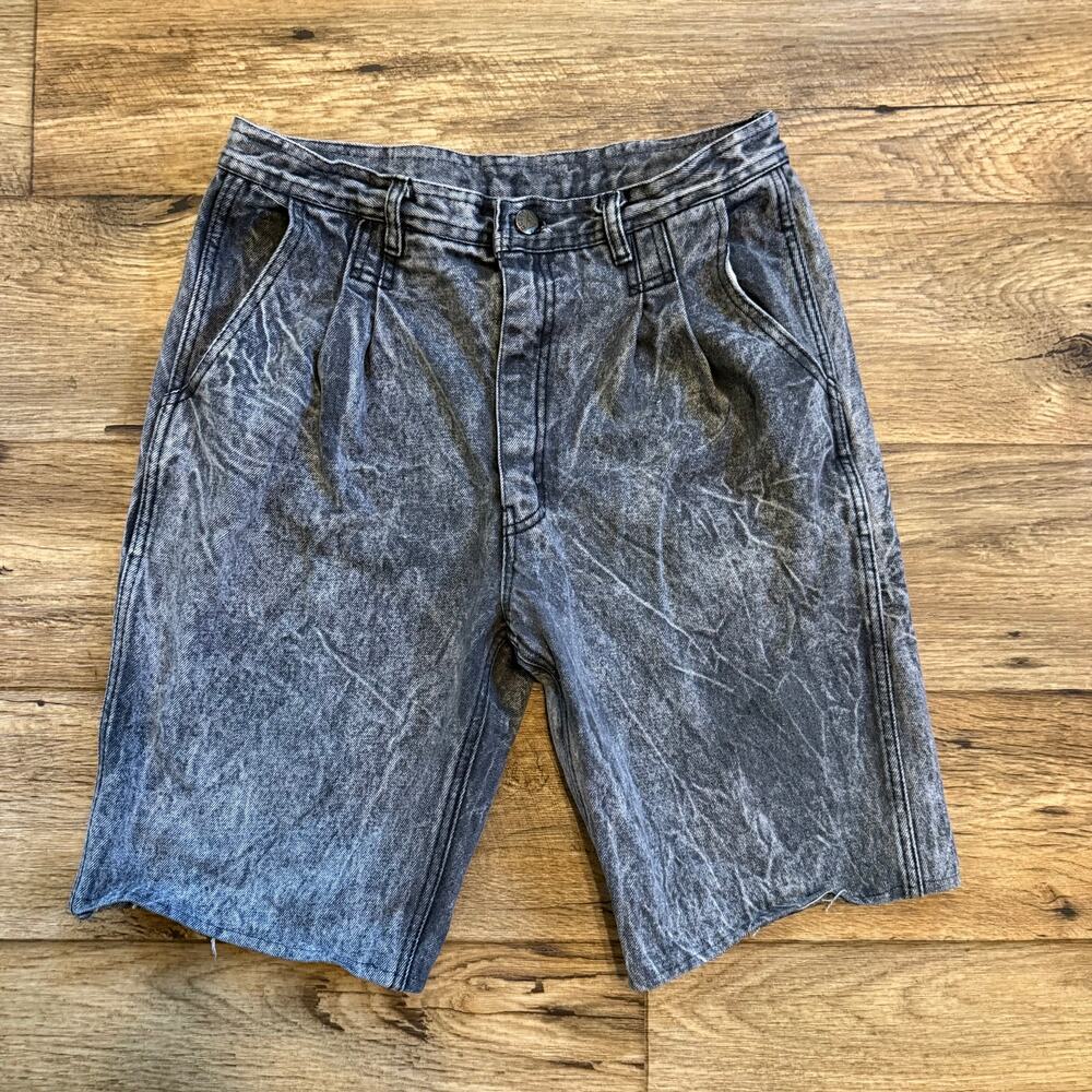 Vintage 90s Guess Black Acid Wash Jean Shorts